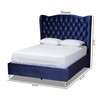 Baxton Studio Hanne Purple Blue Velvet Upholstered King Size Wingback Bed 157-9582